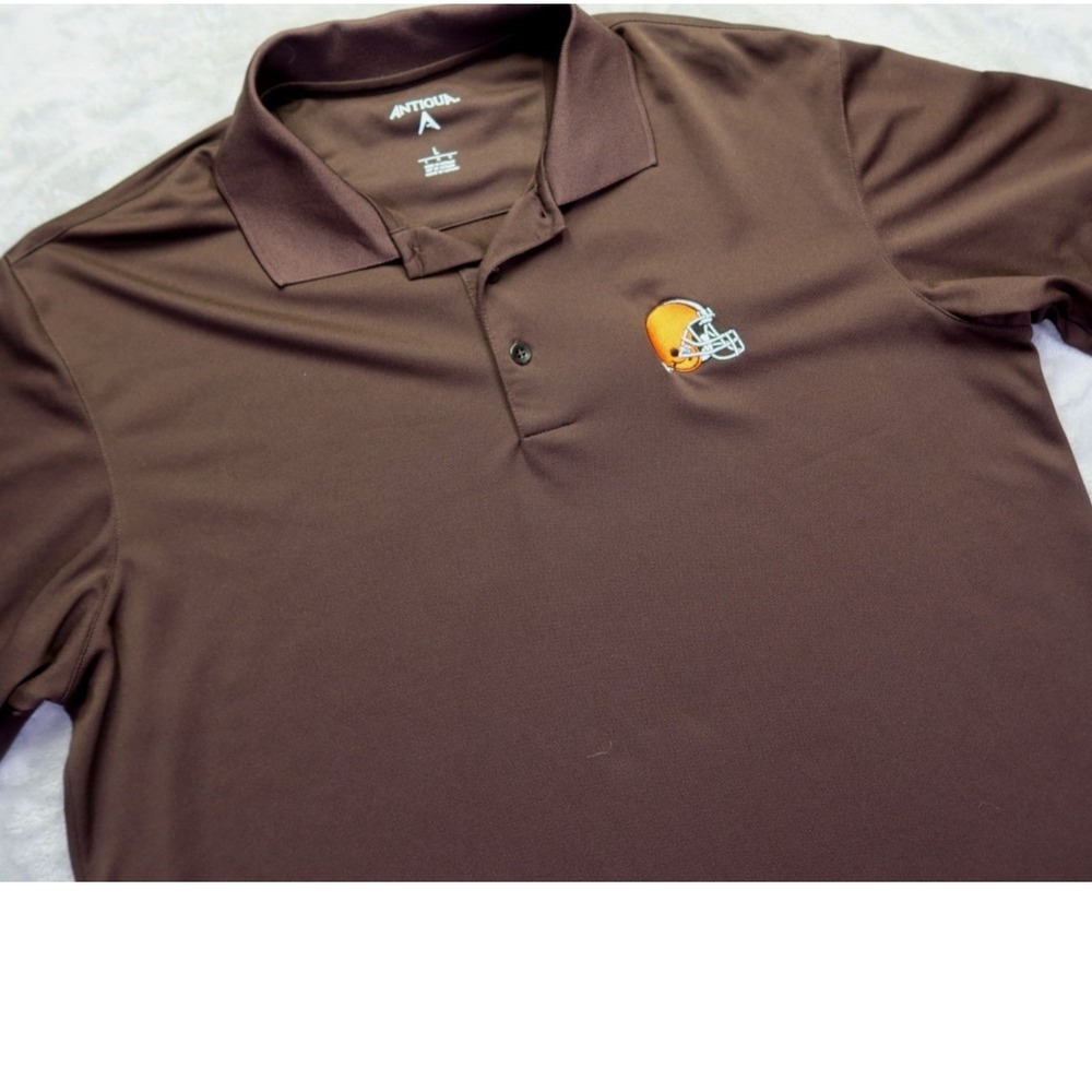 Cleveland Browns NFL Football Performance Polo‎ Shirt Men's Size L Brown